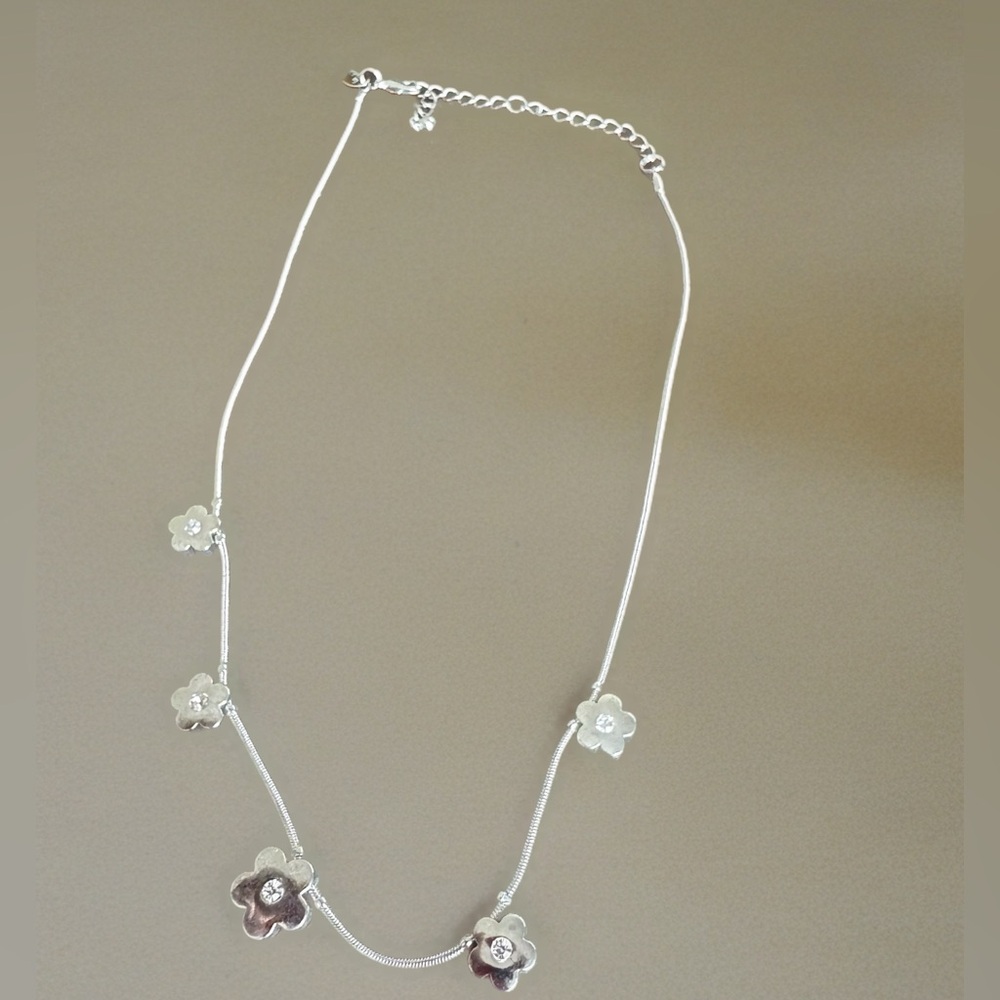 Lia Sophia Wallflower Silver-Tone Flower Necklace with Crystal Accents - Picture 2 of 4